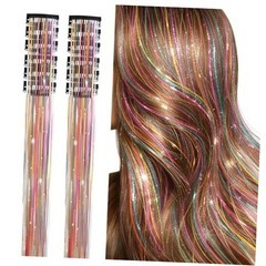 12 Pcs Hair Tinsel Clip in Hair Tinsel Kit, 20 Inch Glitter Fairy Mixed color