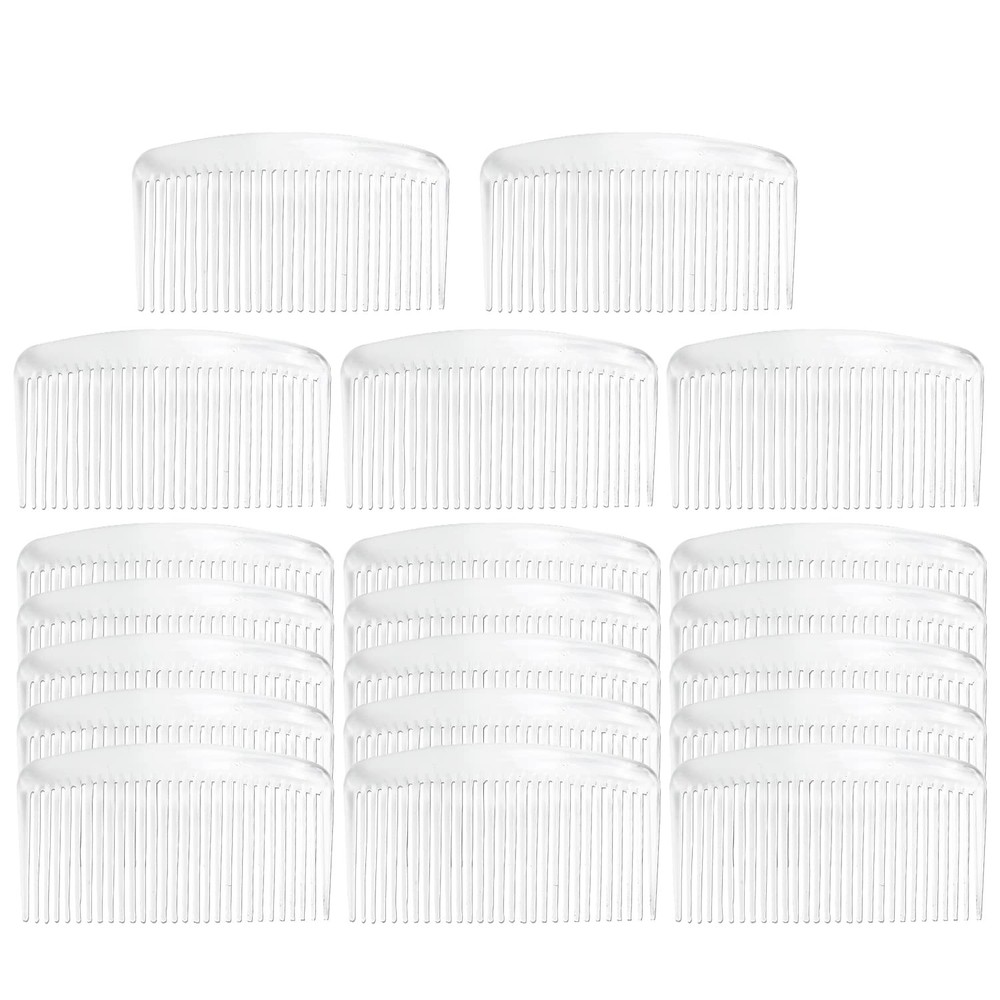 20 Pack Clear White Large Plastic Hair Side Comb With Long Teeth Hairpins Grips