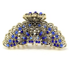Top selling rhinestones crystal elegant peacock metal hair clip claw jaws clamp