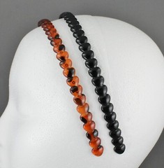 Brown Black set 2 plastic thin skinny 7/16″ wide headband hair band grip teeth