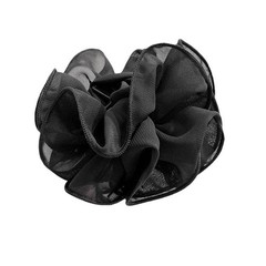 Lazo el cabello grande gasa negra con pinza de garra, tela negra de gran tamaño
