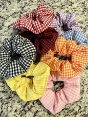 Orange Gingham Hair Scrunchie