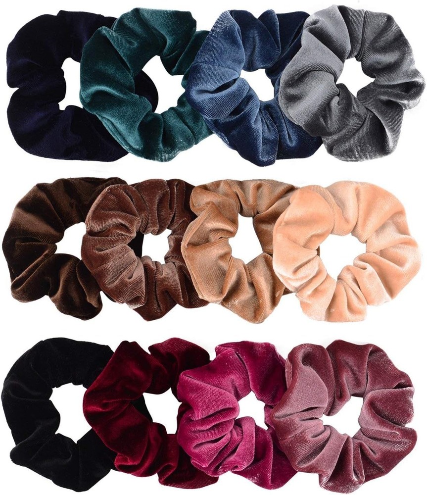 Whaline 12 Pack Hair Scrunchies Premium 12 Count (Pack of 1), Dark Color