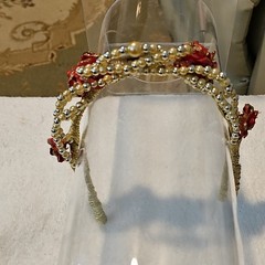 Gold Belle Princess Heart Headband Red Rose with Faux Pearl & Rhinestone