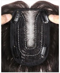 3.5″x5.5 Thin Base 100% Real Human Hair Big Waves Wavy Hair Topper for Women