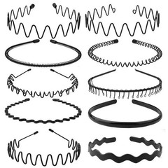 6Pcs Metal Hair Headband Wave Style Hoop Band Comb Sports Hairband Men Women US