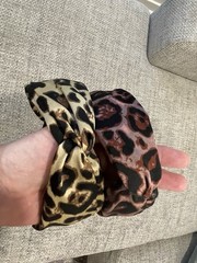 Leopard Print Knot Headband Set Blush & Tan Animal Print Satin Feminine Soft