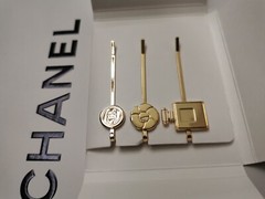 New Authentic CHANEL Hair Pins 3Pcs Set Beauty Gift Coco Logo Hair Bobby Pins