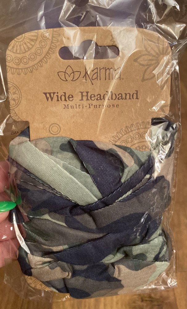 GREEN CAMO wide headband by Karma Gifts boho bandeau natural life camouflage