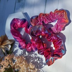 Set of 10 Retro 80’s Metallic Hair Pony Tail Scrunchies for Women Hair Accessory