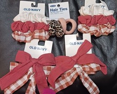 Old Navy Hair Accessories Scrunchies Hair Ties 2 Pack Check Multi bows 5 packs+
