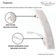 French Amie Oblong 3 1/2″ Celluloid Handmade Automatic Hair Barrette for Women