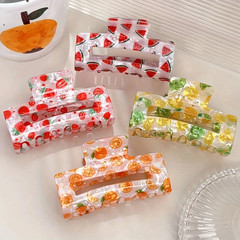 1Pc Elegant Hollow-Out Hair Clip Vibrant Fruit Design Anti-Slip Rectangular Hair