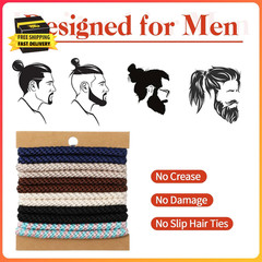 12 PCS Braided Hair Ties for Men, No Crease No Damage Elastic Bands for Curly Th