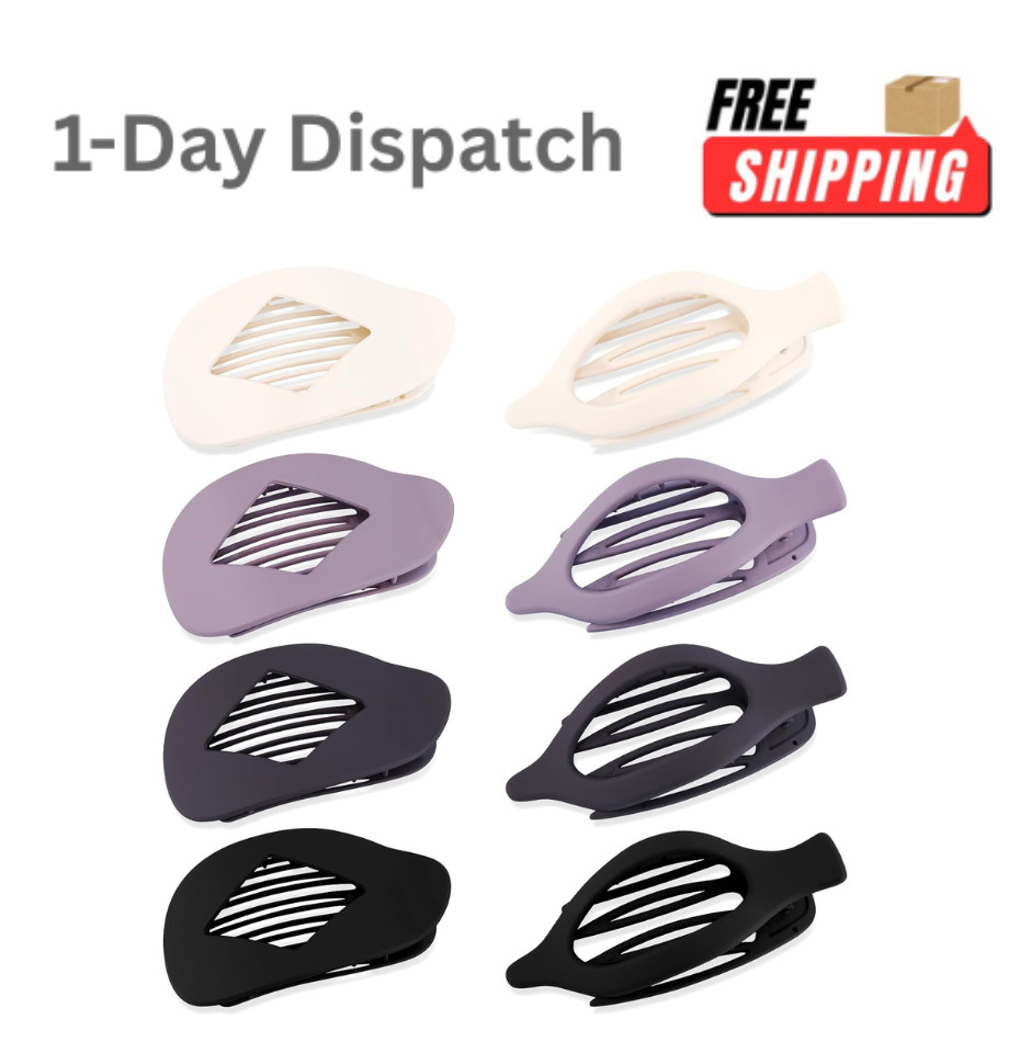 KICOSY 8PCS Flat Hair Clips for Women Non Slip Claw Clips Purple