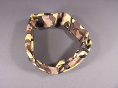 Brown Camo camouflage long tie wrap turban twist fabric headband head scarf