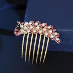 Hairclip, antique style, inserted comb, rhinestone bridal hair accessory