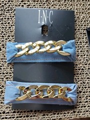 INC INTERNATIONAL CONCEPTS 2-Pc. Gold-Tone Chain & Denim Hair Barrette Set