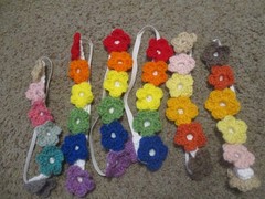 HANDMADE Multi-Color Crochet Flower Headband Boho Hair Festival OS stretchy