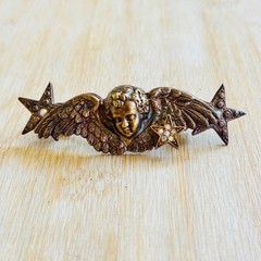 Kirks Folly Cherub Angel Wing Star Hair Clip Barrette Whimsical Victorian France