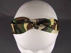 Green Camo camouflage long tie wrap turban twist fabric headband head scarf