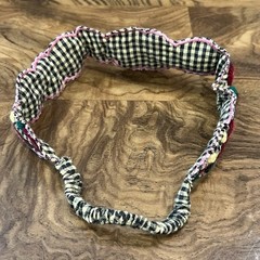 Unbranded Floral Embroidered Headband Women OS Black Gingham Good Cottagecore