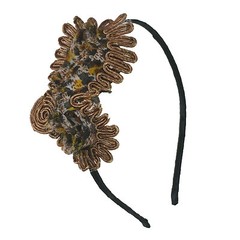 Thin Black Metal Headband with Leopard Design
