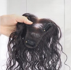 3.5″x4″Seamless Lace Wavy 100% Human Hair Hairline Head Top Topper Clip in 10″