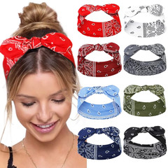 Paisley Bandana Headbands: Cute Summer Hair Accessories – Wide Knotted Bow Headb