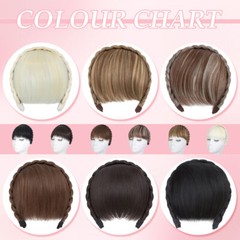 Braided Headband Fringe Topper Hair Extensions Thick Front Bangs Hairband Toupee