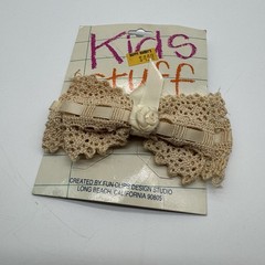 VTG 90s Hair Bow Barrette Clip Ribbon Ruffle Doily, Crochet Kids Happy Harrys