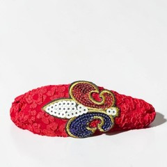 Patriotic Headbands 4th of July Red White Blue Fleur De Lis Sequin Feather NWOT