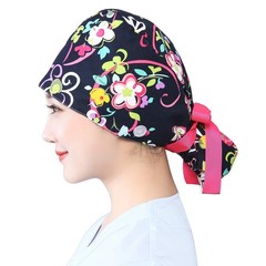 2 PCS Working Cap Buttons Ribbon Tie Adjustable Ponytail Hat Sweatband Nurse