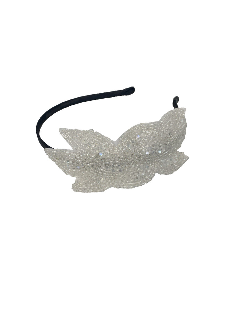 1 piece head piece band beads sparkle wedding 1920s WHITE women’s NEW