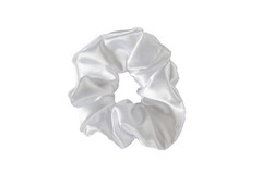White Silky Satin Scrunchie | Big Scrunchies | Fashion Hair Ties | Team Colors