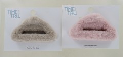 2 New Time and Tru Faux Fur Hair Claws – Beige & Blush