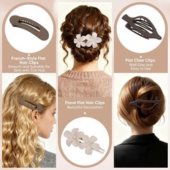 10 Pcs Flat Hair Clips for Women, 3 Styles Matte No Bump Claw Clips for Driving
