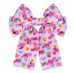 Valentines Day Candy Heart Hair Bow Clips Crystal Jeweled Barrette Accessory