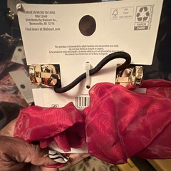 Time and Tru Red/Gold Scrunchie Fabric Solid Rhinestone Hair Cuff Set Women