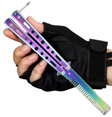 Titanium, Black CHOICE COLOR Butterfly Knife Comb Stylish/Unique Hair Accessory