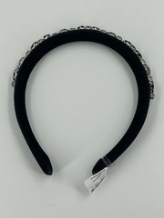 Icing Women’s Black Velvet Silver Rhinestone Embellished Headband Hair Accessory