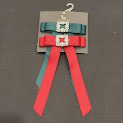 Sincerely Jules Red Green Satin Bling Rhinestone Christmas Holiday Hair Bows 2