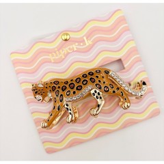 Piper + K Leopard Hair Claw Clip Gold Enamel Rhinestone Animal Print Large