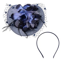 Women’s Elegant Fascinator Veil Feather Headpiece Vintage Tea Party Bridal Hat