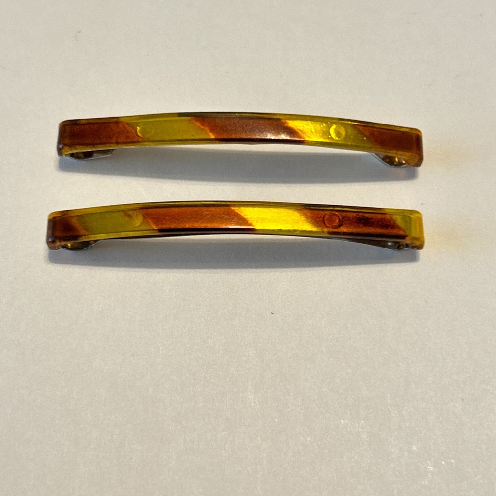 Lot of 2 Goody Vintage Stay Tight Clasp Clip Hair Barrettes 2” USA Mock Tortoise