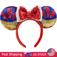 Disney` Resort 2025 Snow White Sequined Minnie Mouse Ears Headband Disneyland