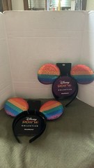 2 pair Disney Pride Rainbow Sequin Mouse Ears Headband, Black/Multicolor