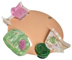 Anthropologie Olive You Cocktail Hair Claw Set of Three Green Pink Multi New