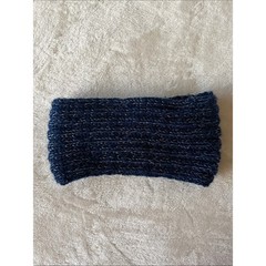 Navy blue & silver knit winter headband crystal rhinestone flower embellishment