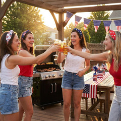 4Th of July Headband for Women – 4PCS American Flag Independence Day Knotted Hea
